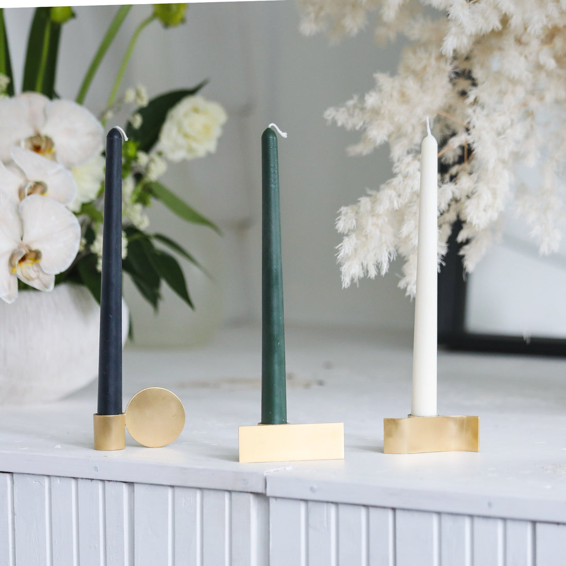 Eiffel Tapered Candle Duo Noir - Green and Brass