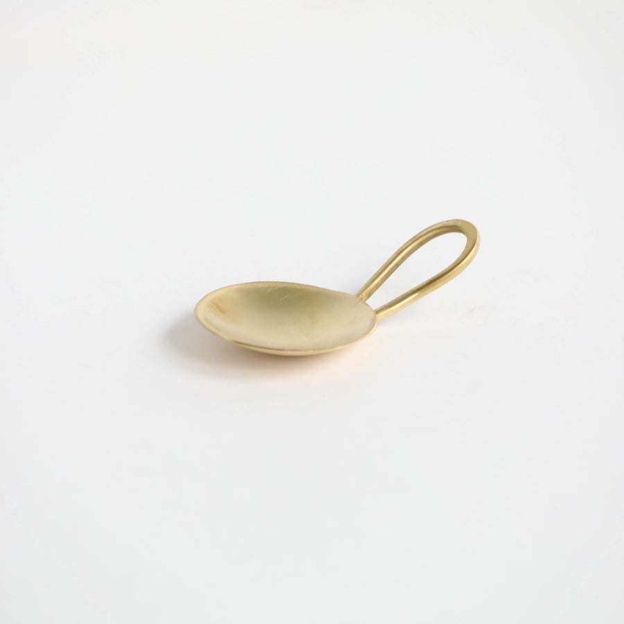 Lune Condiment Spoon [SAMPLE] - Green and Brass