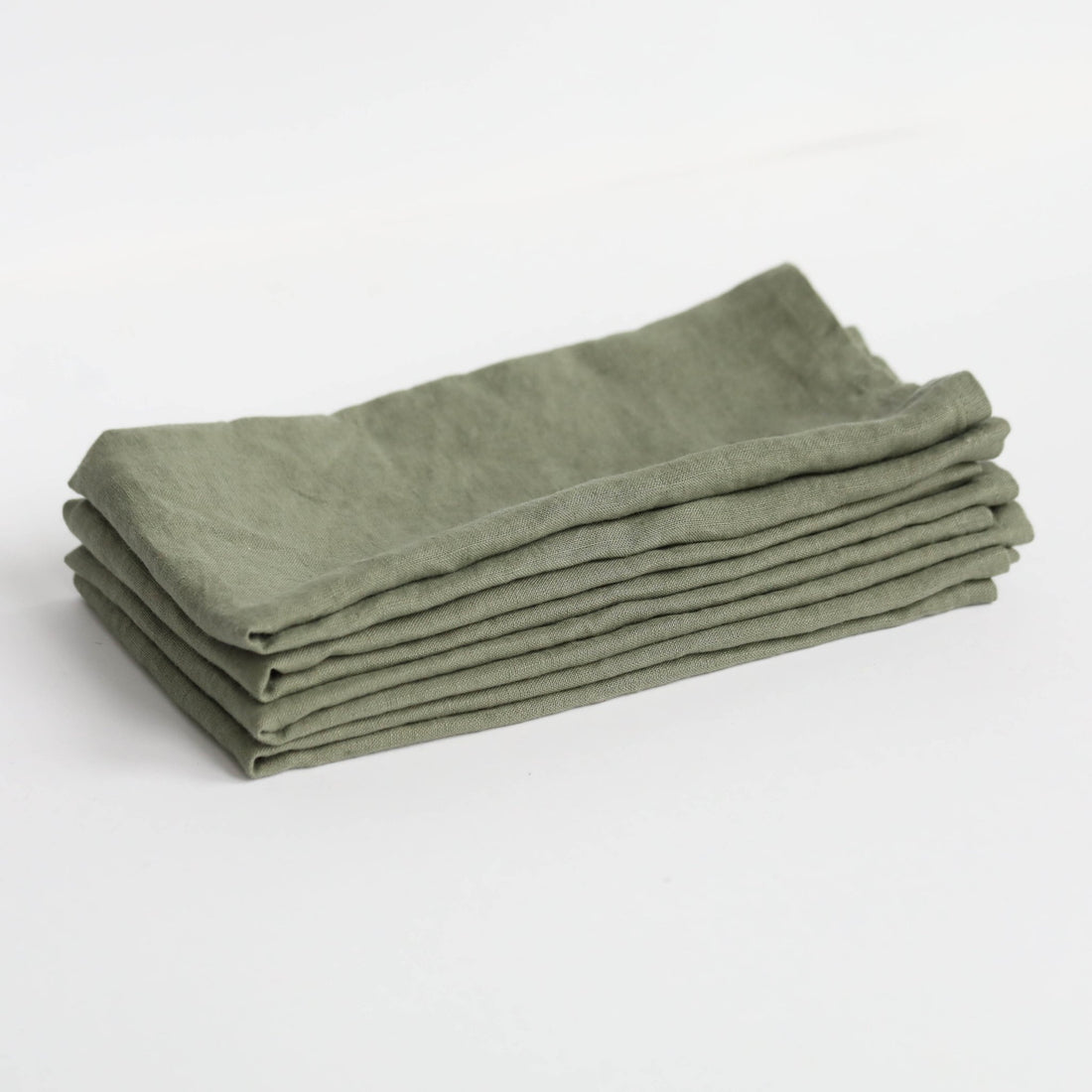 Olea French Linen Napkin Set of 4 - Green and Brass